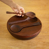 Zest Wooden Salad Bowl Set of 2 with Server & Lid - ellementry