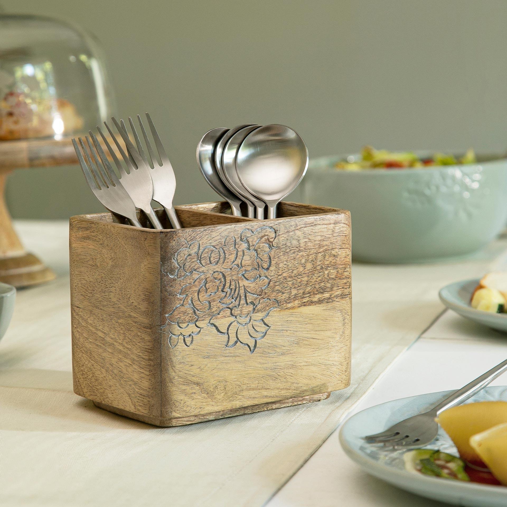 Upper Crust wooden cutlery holder