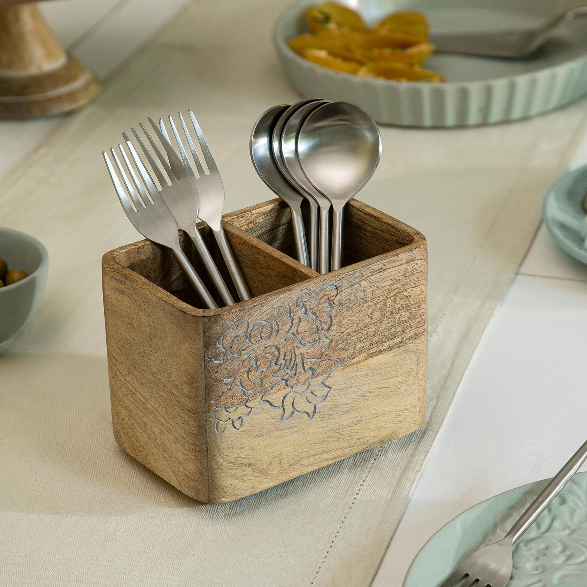 Upper Crust wooden cutlery holder