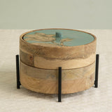 Iris wooden 2 tier roti box with stand - ellementry