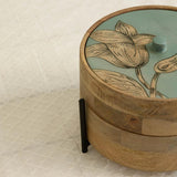 Iris wooden 2 tier roti box with stand - ellementry