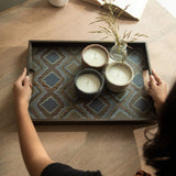 Damask Painted Rectangular Tray - ellementry