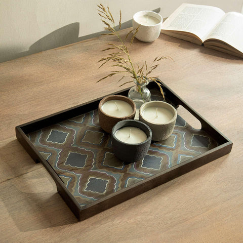 Damask Painted Rectangular Tray - ellementry