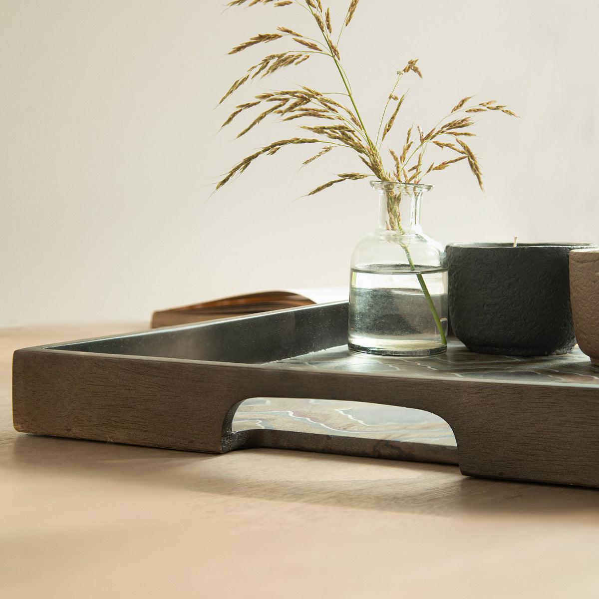 Damask Painted Rectangular Tray